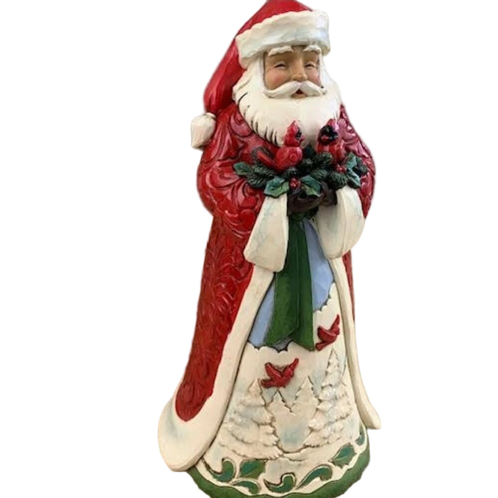 2021 Jim Shore "Holiday Spirit" Santa with 2 Cardinals by Enesco NWT